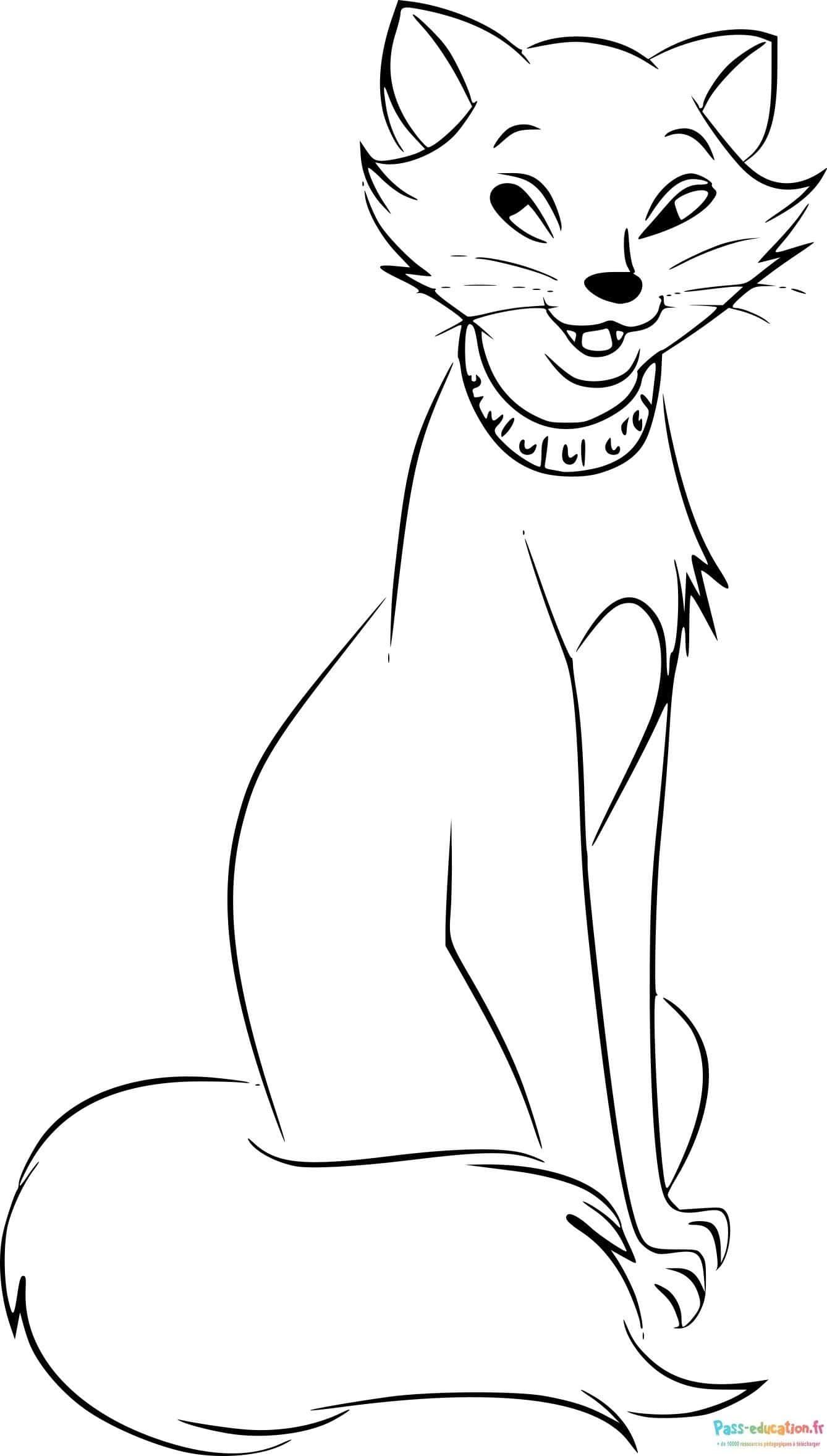 Coloriage Chat souriant à imprimer et colorier