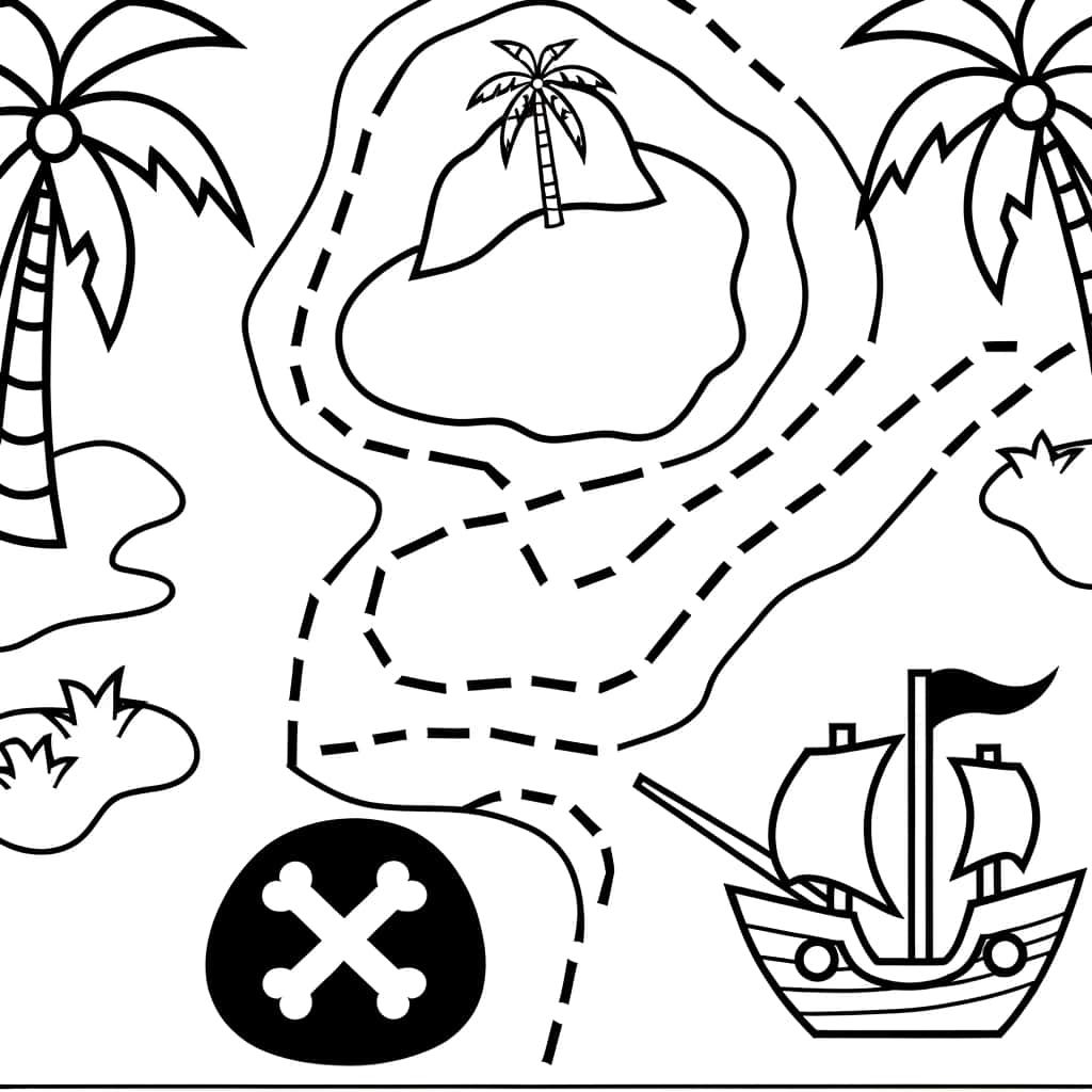 Coloriage Carte au trésor à imprimer et colorier