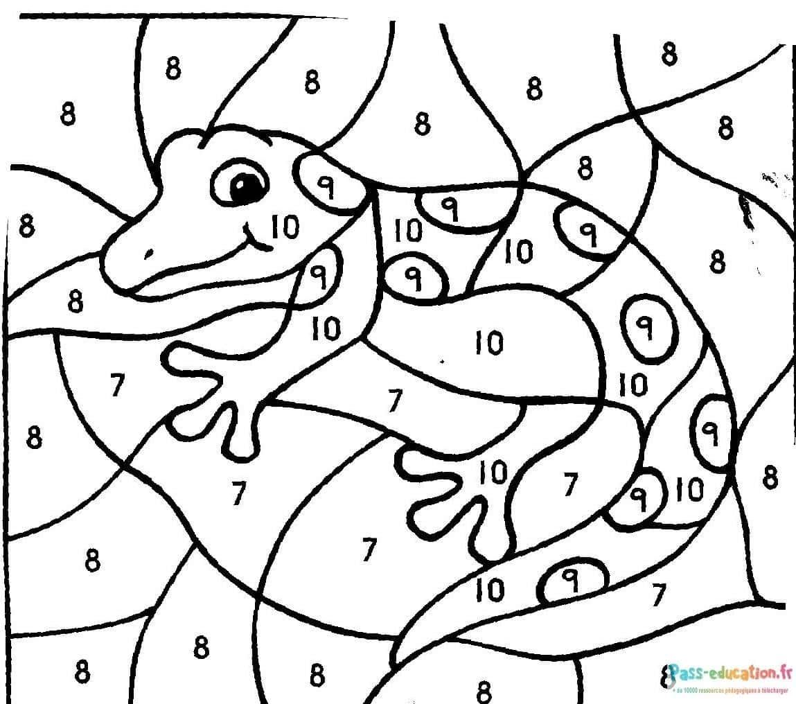 Coloriage Lézard numéroté à imprimer et colorier