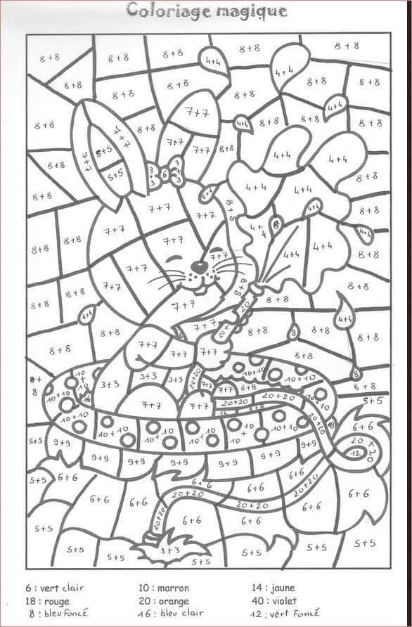 Coloriage Lapin mathématique à imprimer et colorier