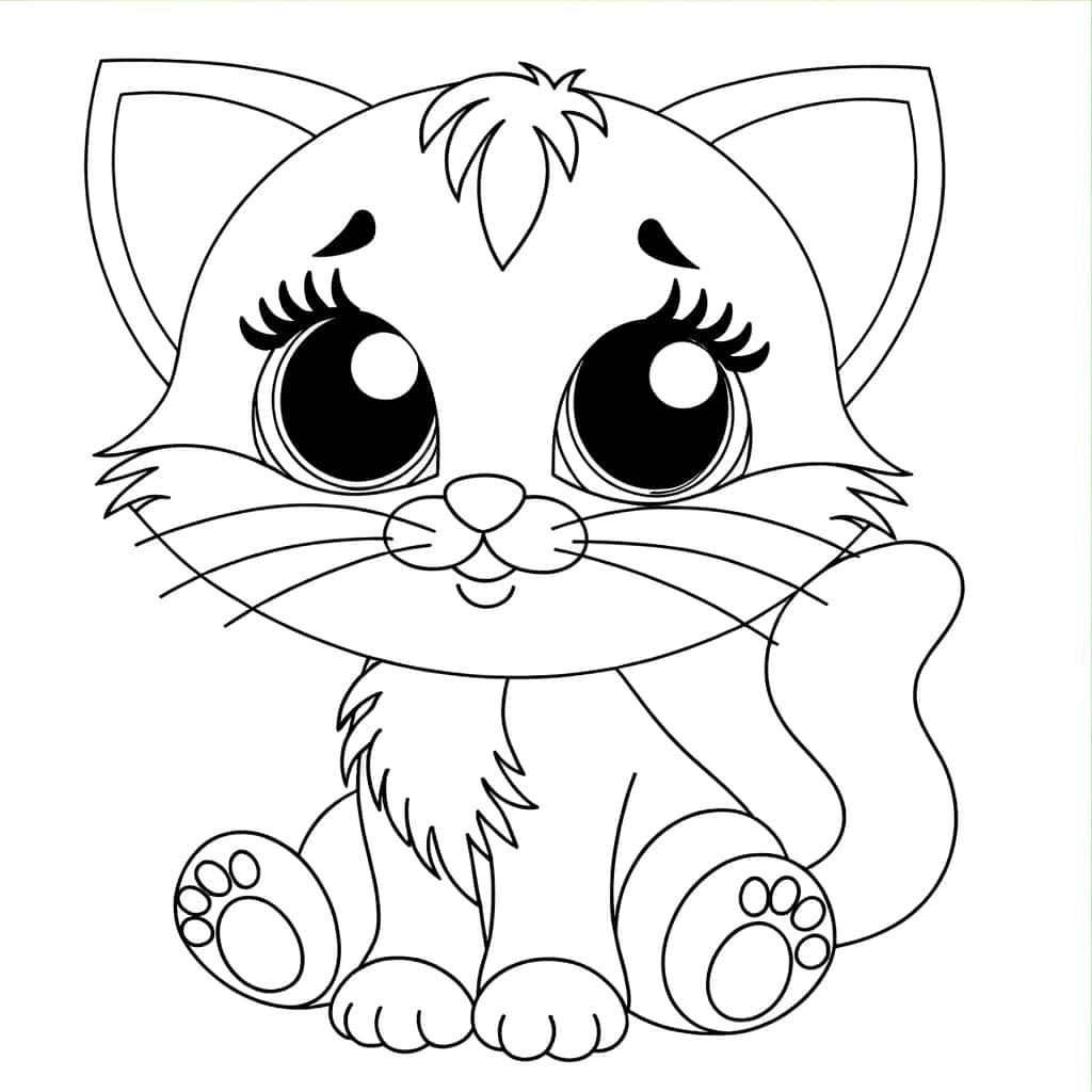 Coloriage Chaton mignon à imprimer et colorier