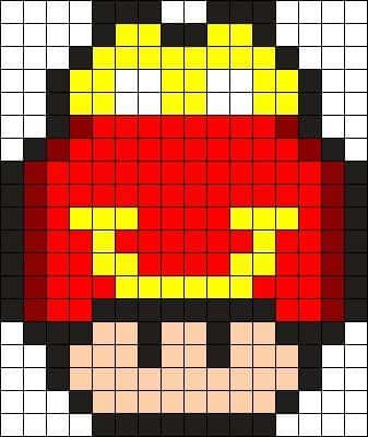 Coloriage Champignon pixel à imprimer et colorier