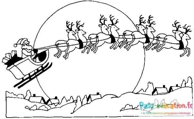Coloriage Traineau Père Noël à imprimer et colorier
