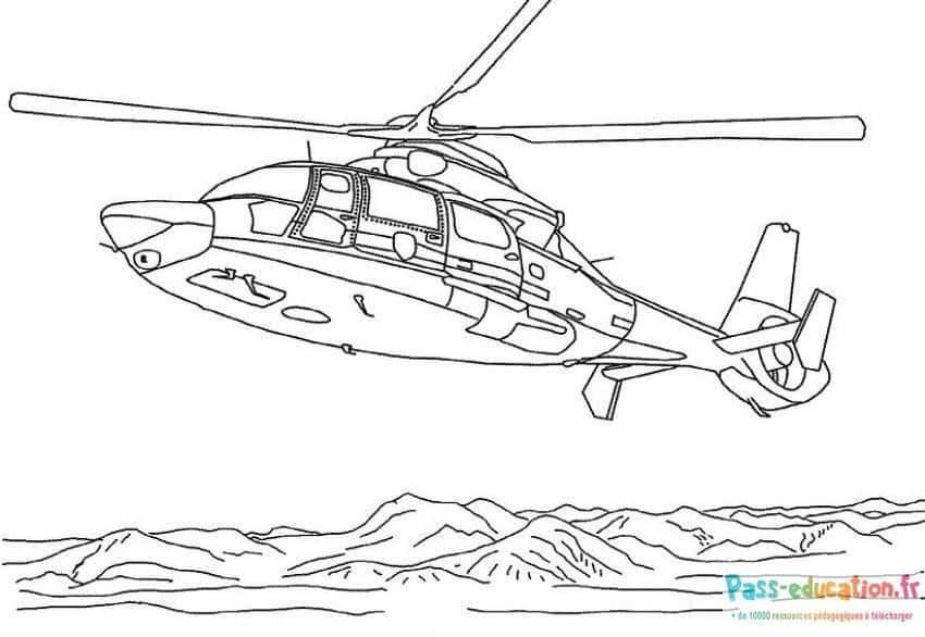 Coloriage Hélicoptère volant à imprimer et colorier