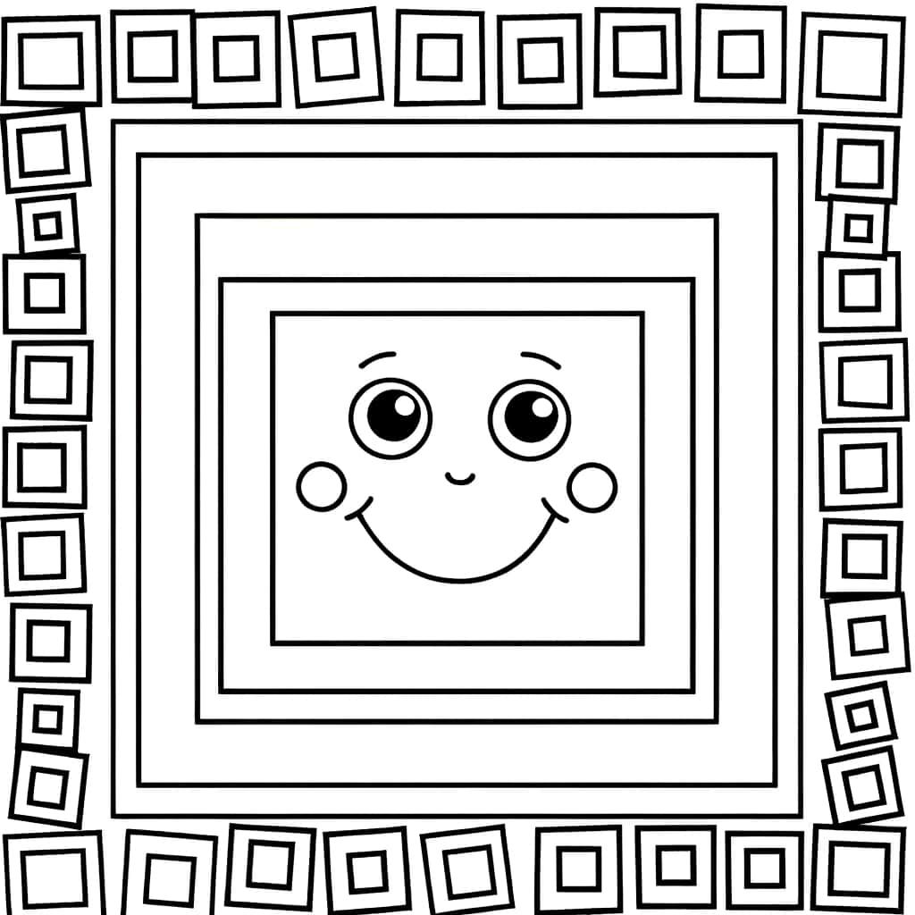 Coloriage Carré souriant à imprimer et colorier