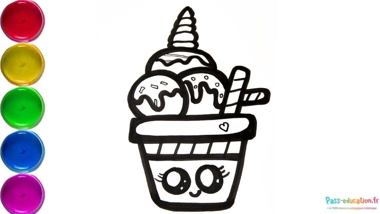 Coloriage Dessert souriant à imprimer et colorier