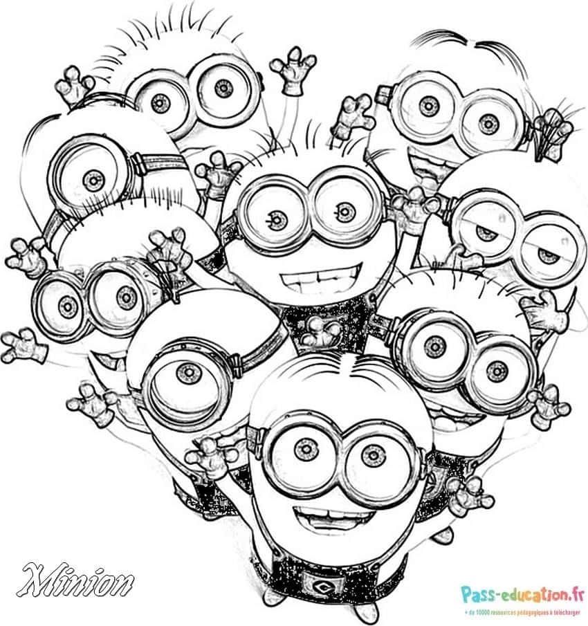 Coloriage Foule de Minions à imprimer et colorier