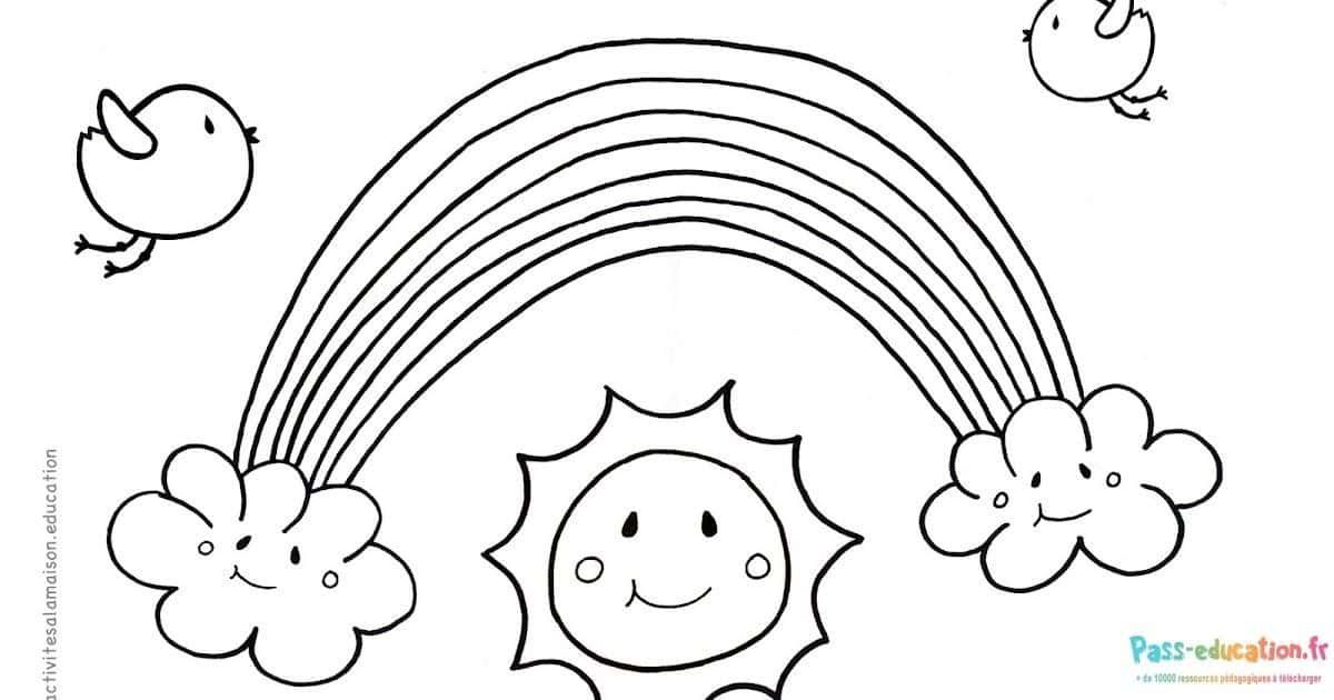 Coloriage Arc-en-ciel joyeux à imprimer et colorier