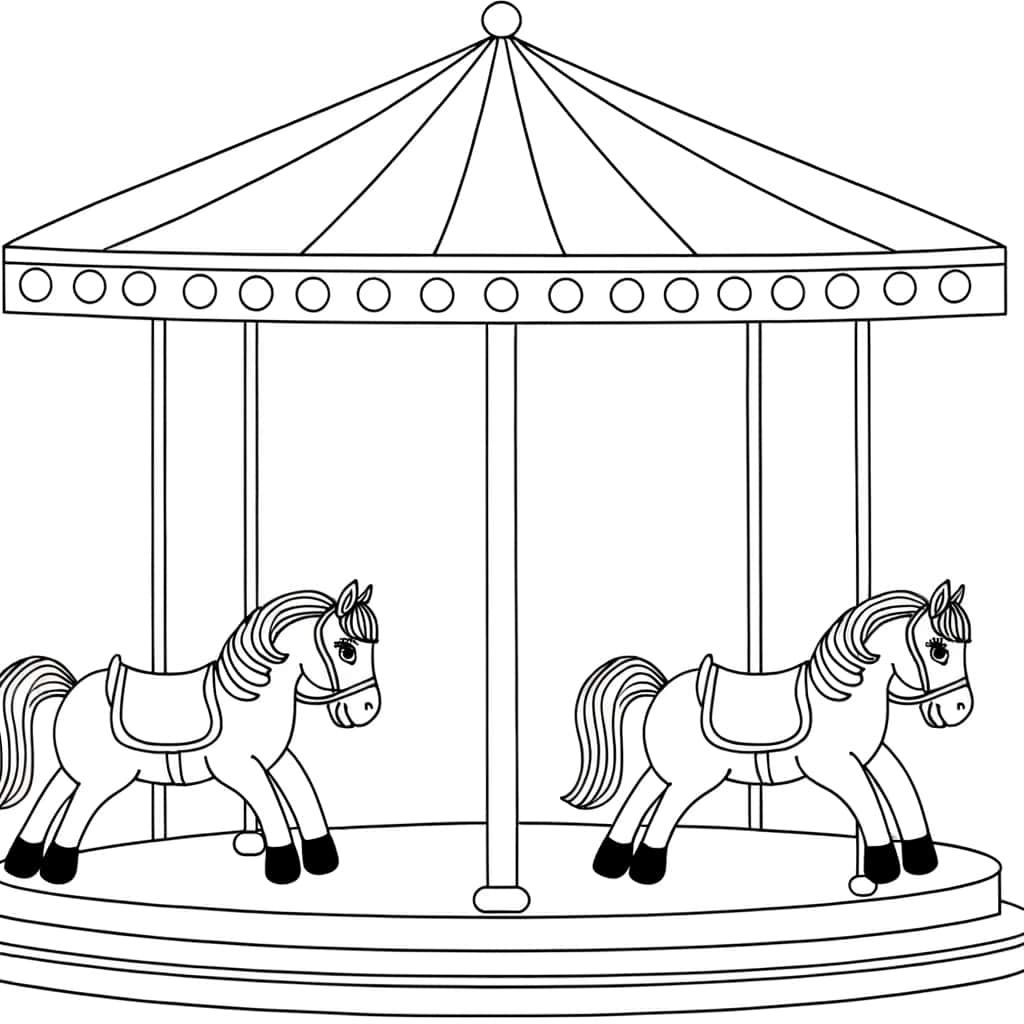 Coloriage Manège de chevaux à imprimer et colorier