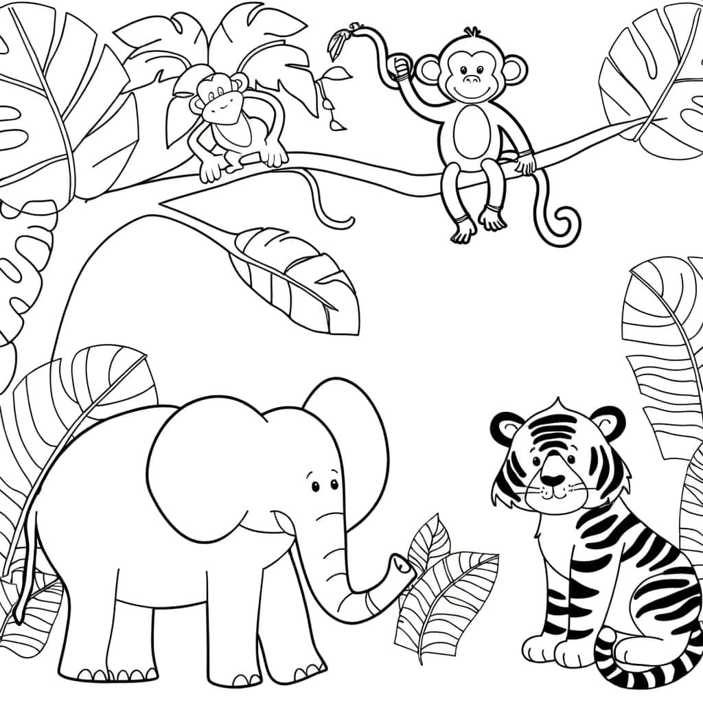 Coloriage Animaux de la jungle à imprimer et colorier