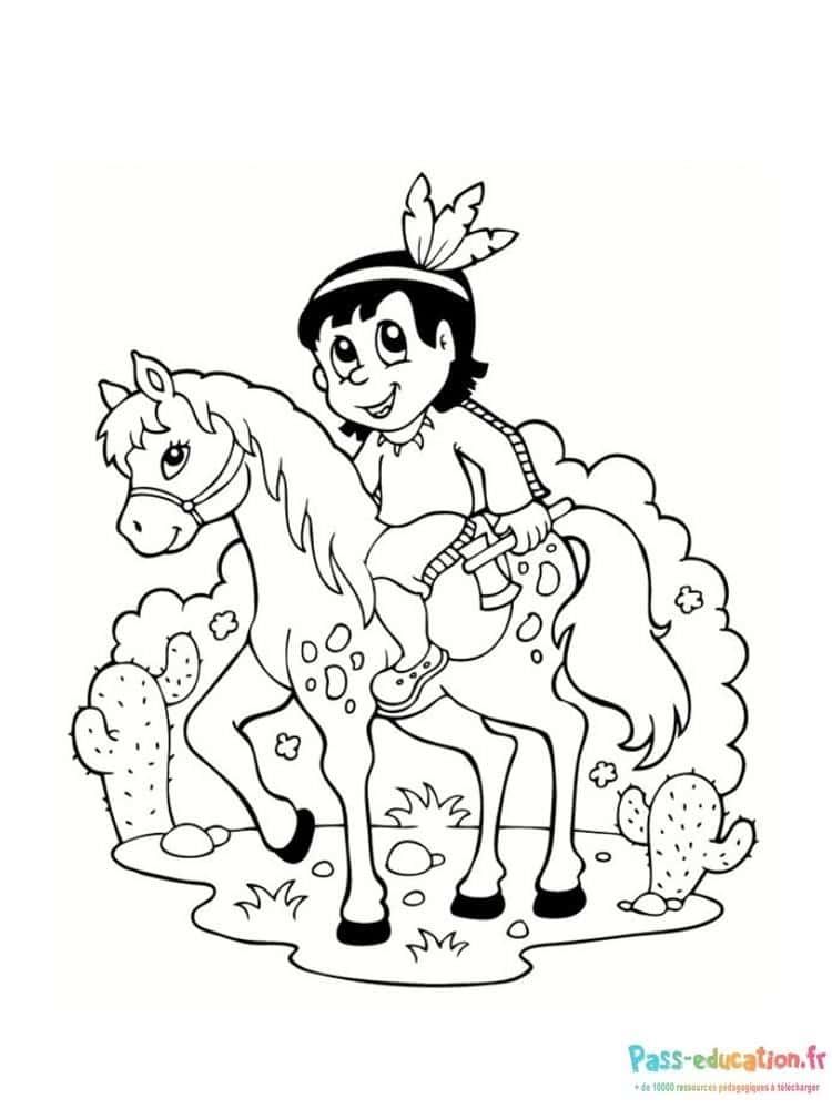 Coloriage Cavalier et poney à imprimer et colorier