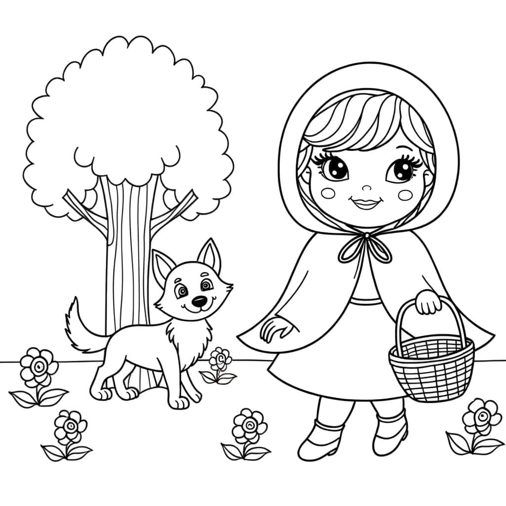 Coloriage Chaperon Rouge à imprimer et colorier