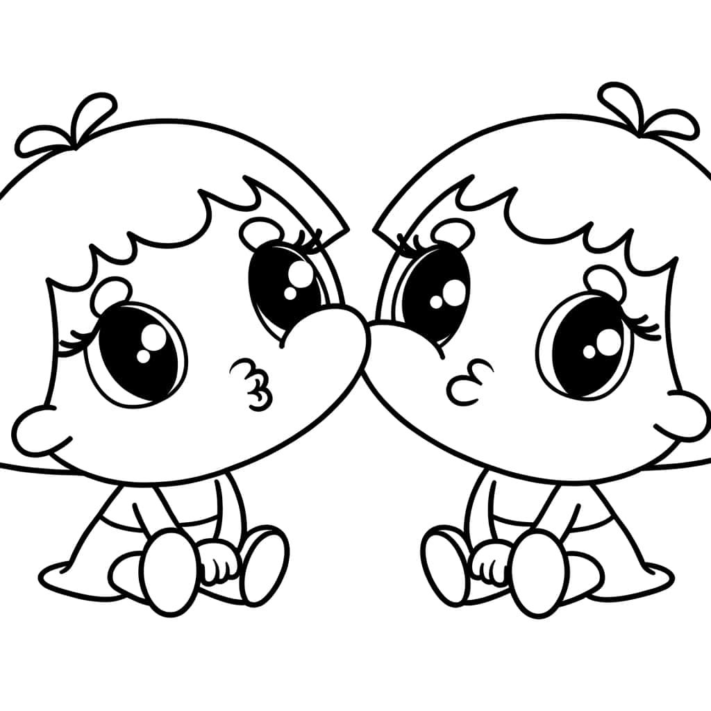 Coloriage Bébés bisous à imprimer et colorier