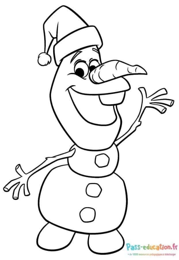 Coloriage Olaf avec bonnet à imprimer et colorier
