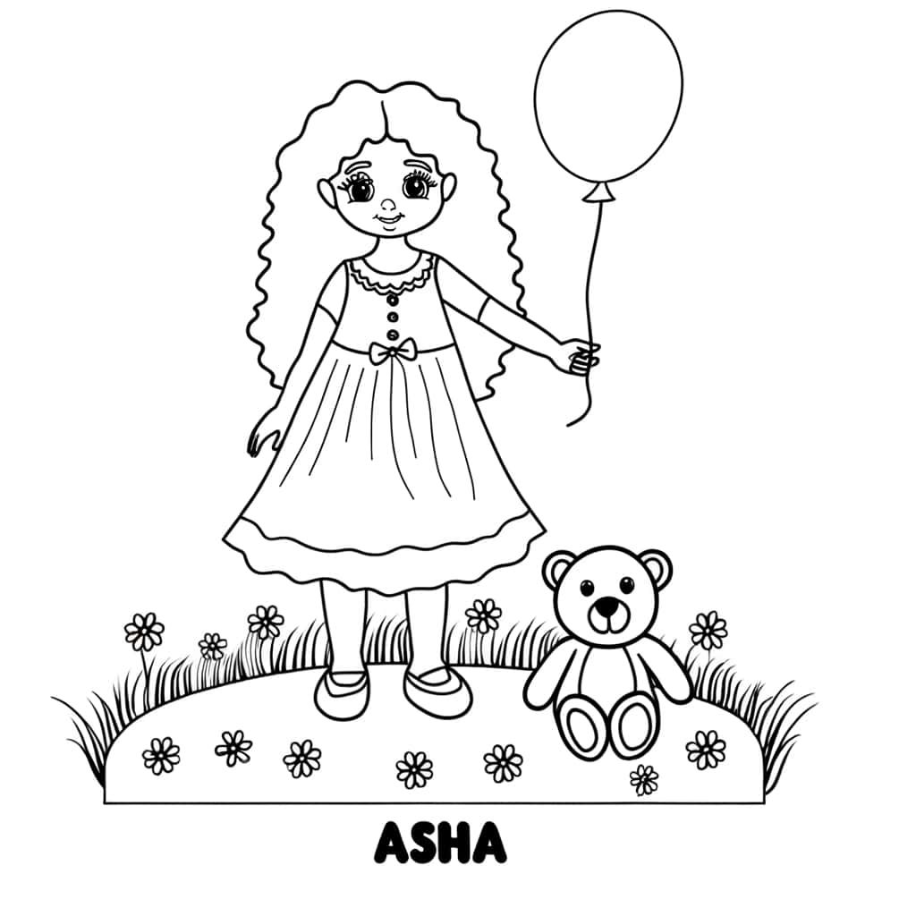 Coloriage Fille avec ballon à imprimer et colorier