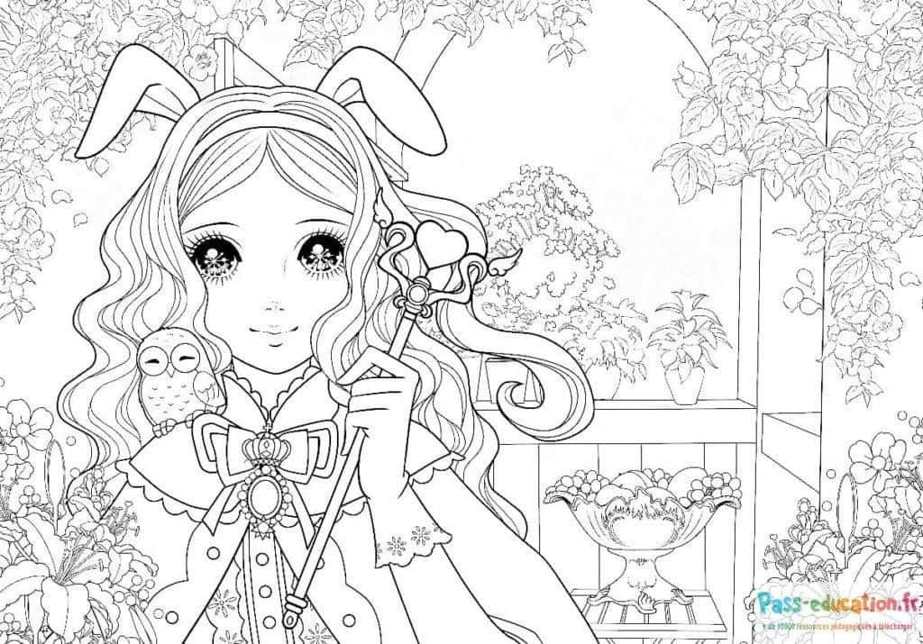 Coloriage Jeune fille fantaisiste à imprimer et colorier