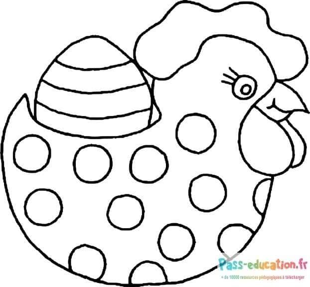 Coloriage Poule et oeuf à imprimer et colorier
