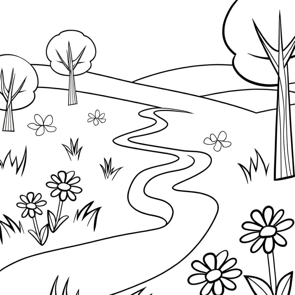 Coloriage Chemin sinueux à imprimer et colorier