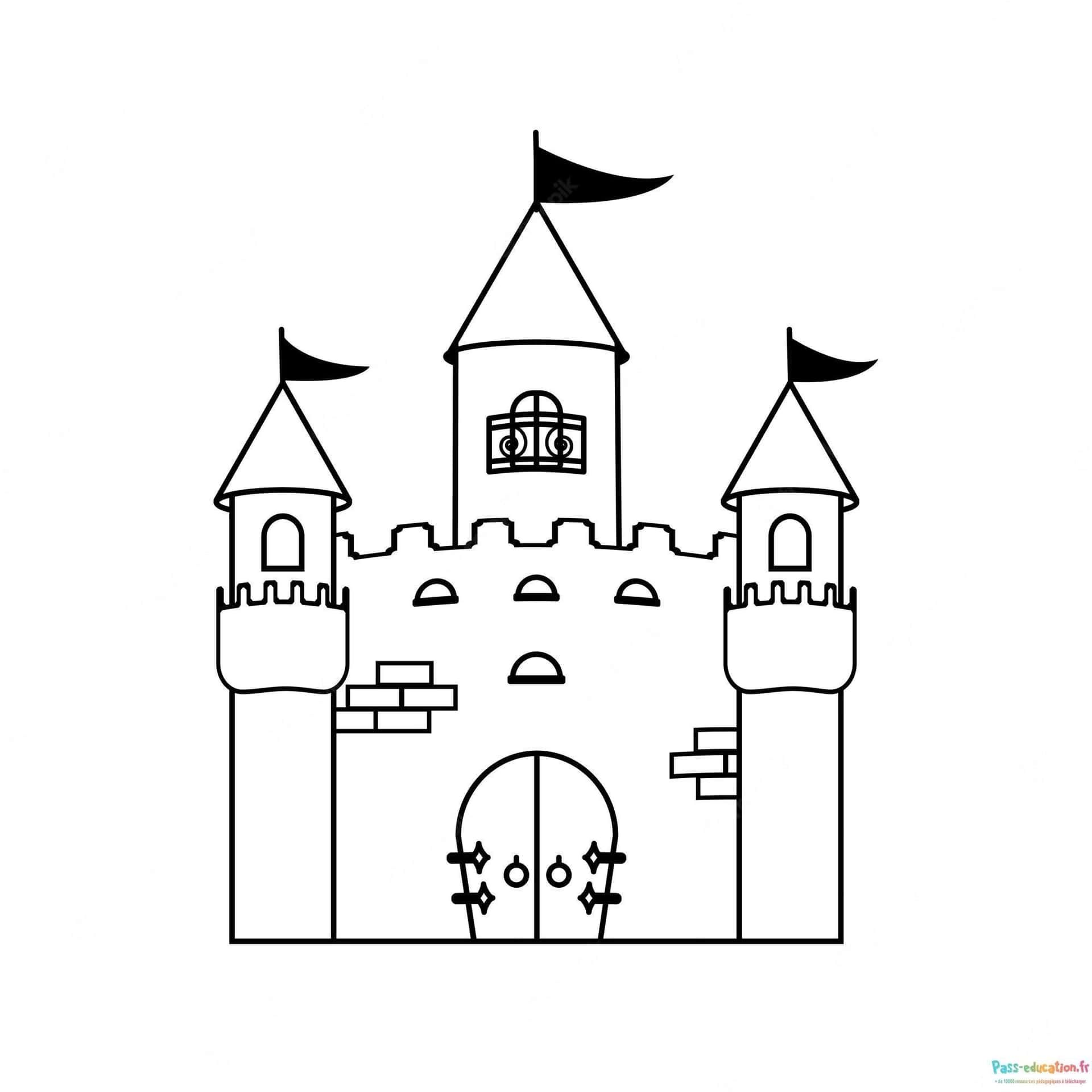 Coloriage Château fort à imprimer et colorier