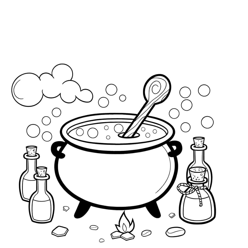 Coloriage Chaudron magique à imprimer et colorier