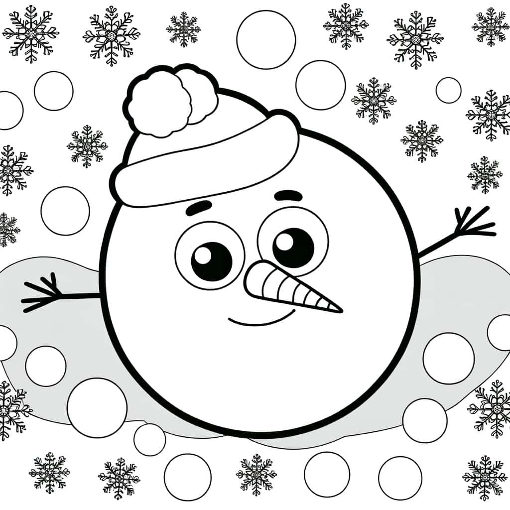 Coloriage Boule de neige souriante à imprimer et colorier