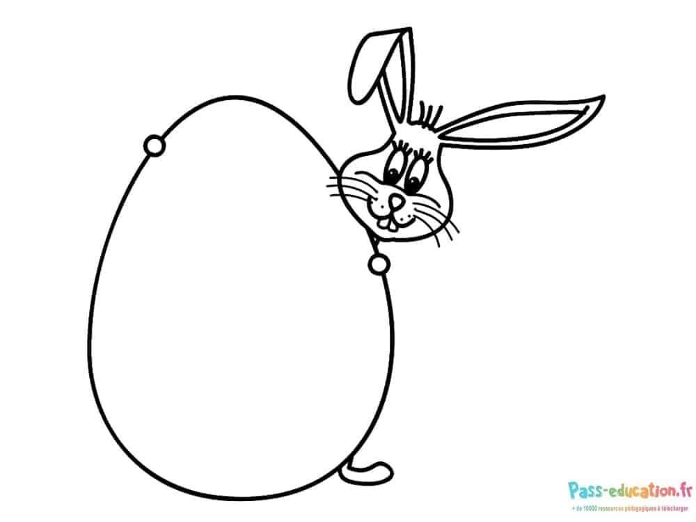 Coloriage Lapin avec Œuf à imprimer et colorier