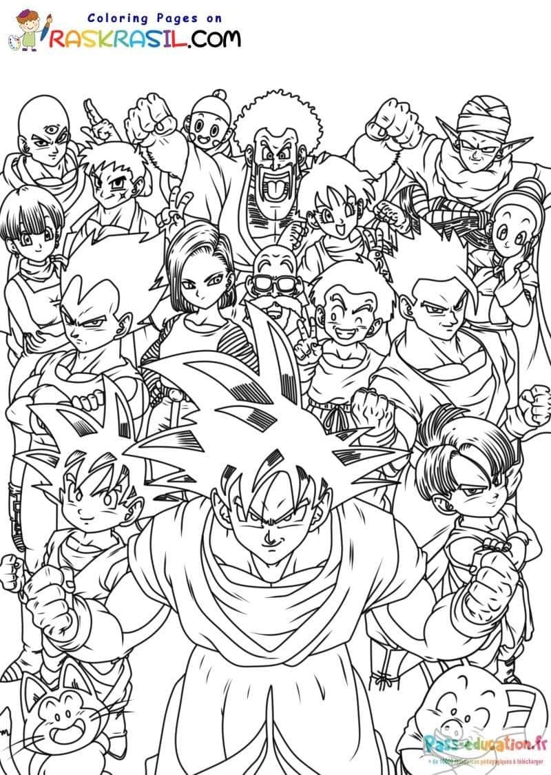 Coloriage Guerriers de Dragon Ball à imprimer et colorier