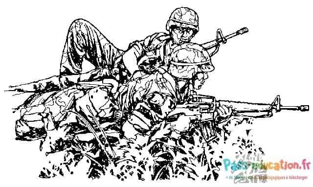 Coloriage Soldats en action à imprimer et colorier