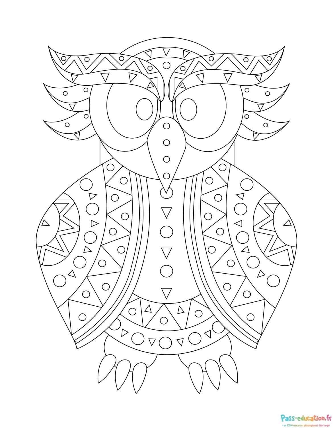 Coloriage Chouette décorée à imprimer et colorier