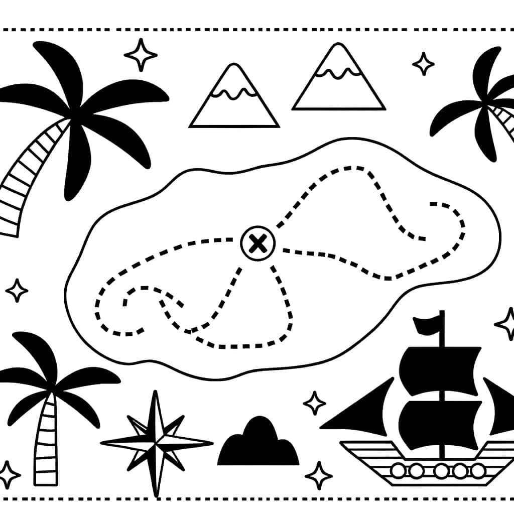 Coloriage Carte Au Trésor à imprimer et colorier
