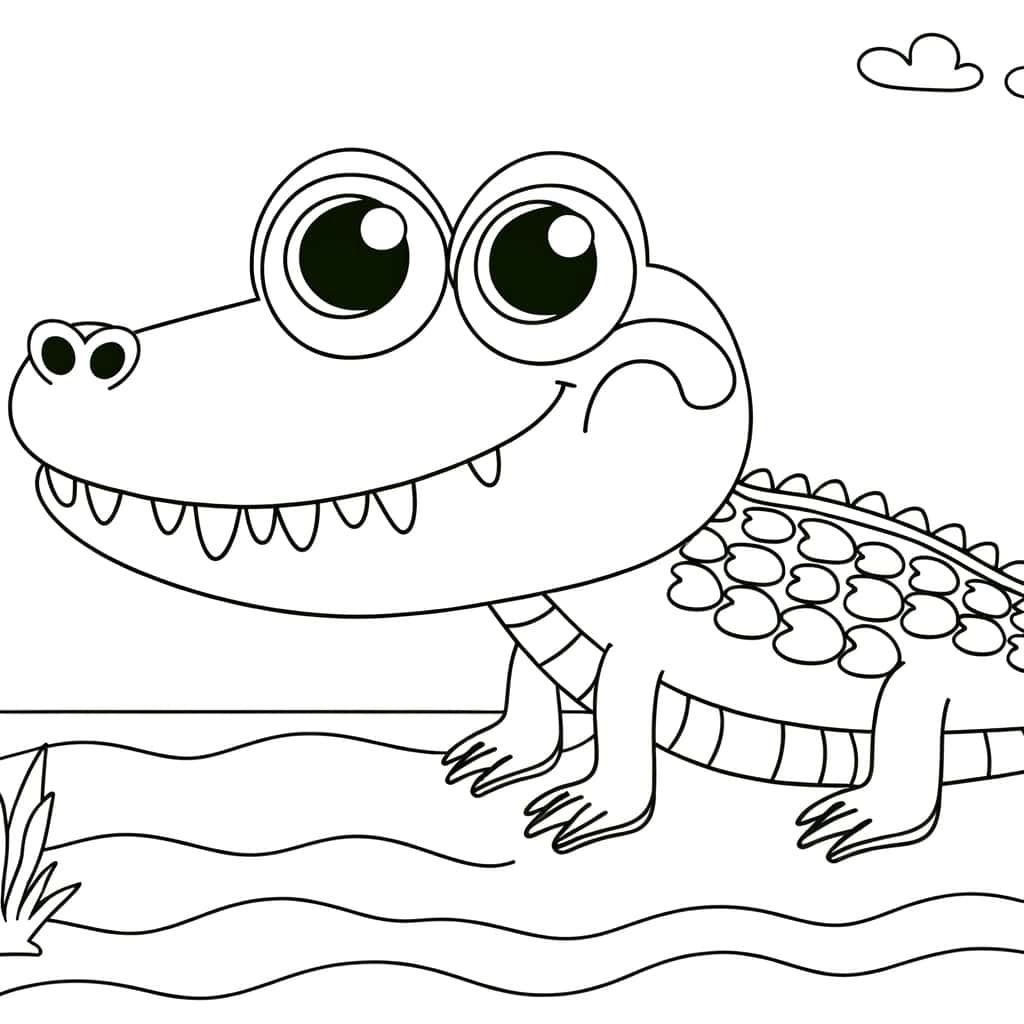 Coloriage Alligator souriant à imprimer et colorier