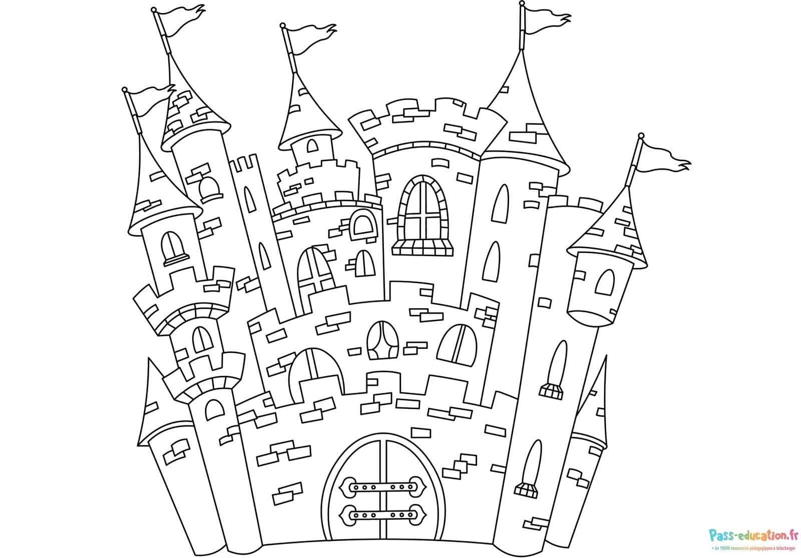Coloriage Château fort à imprimer et colorier