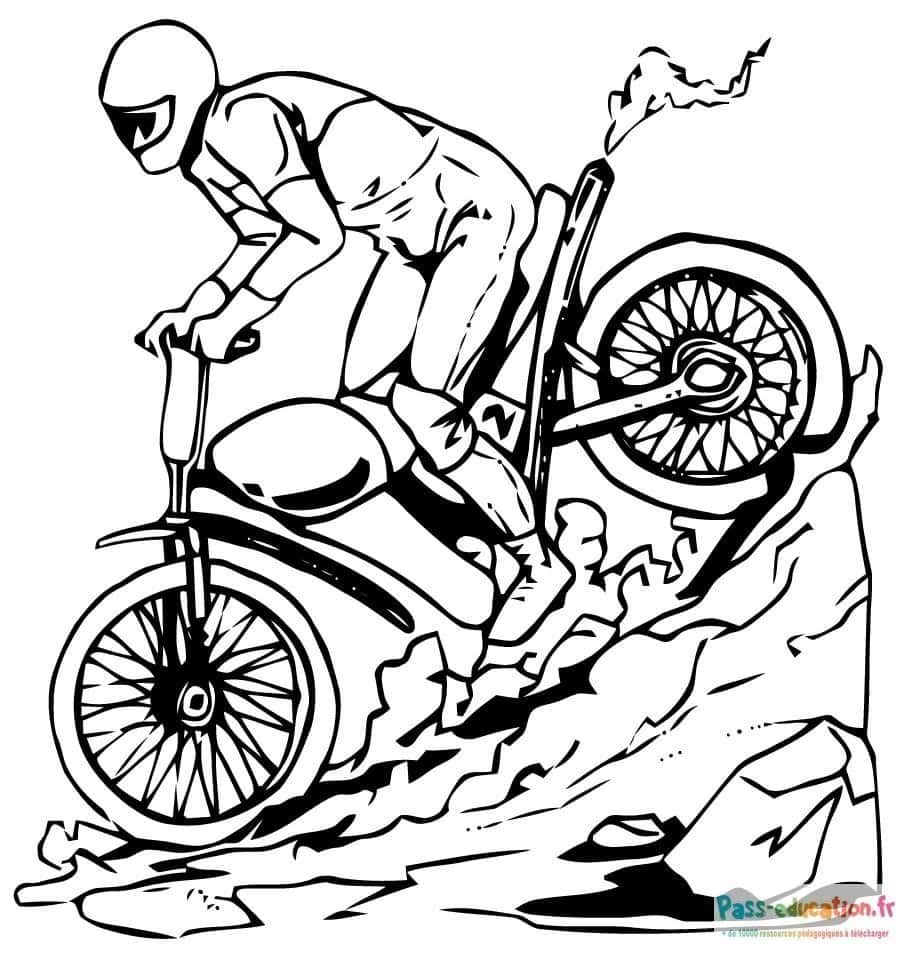 Coloriage Motard cascadeur à imprimer et colorier