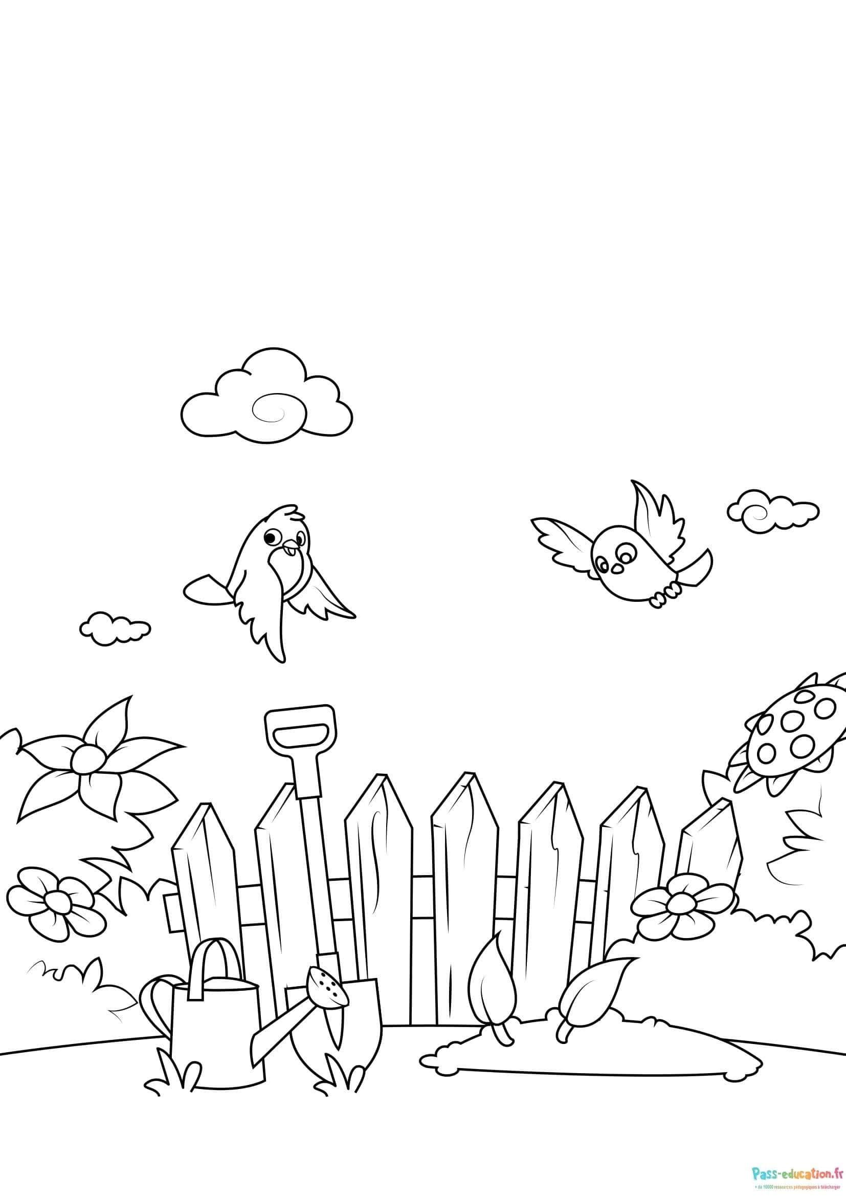 Coloriage Jardin printanier à imprimer et colorier