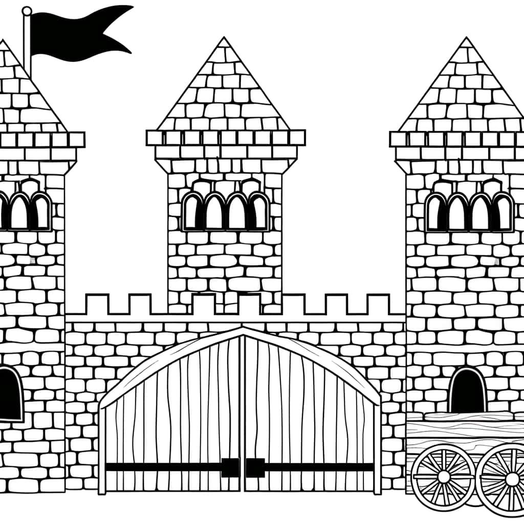 Coloriage Château médiéval à imprimer et colorier