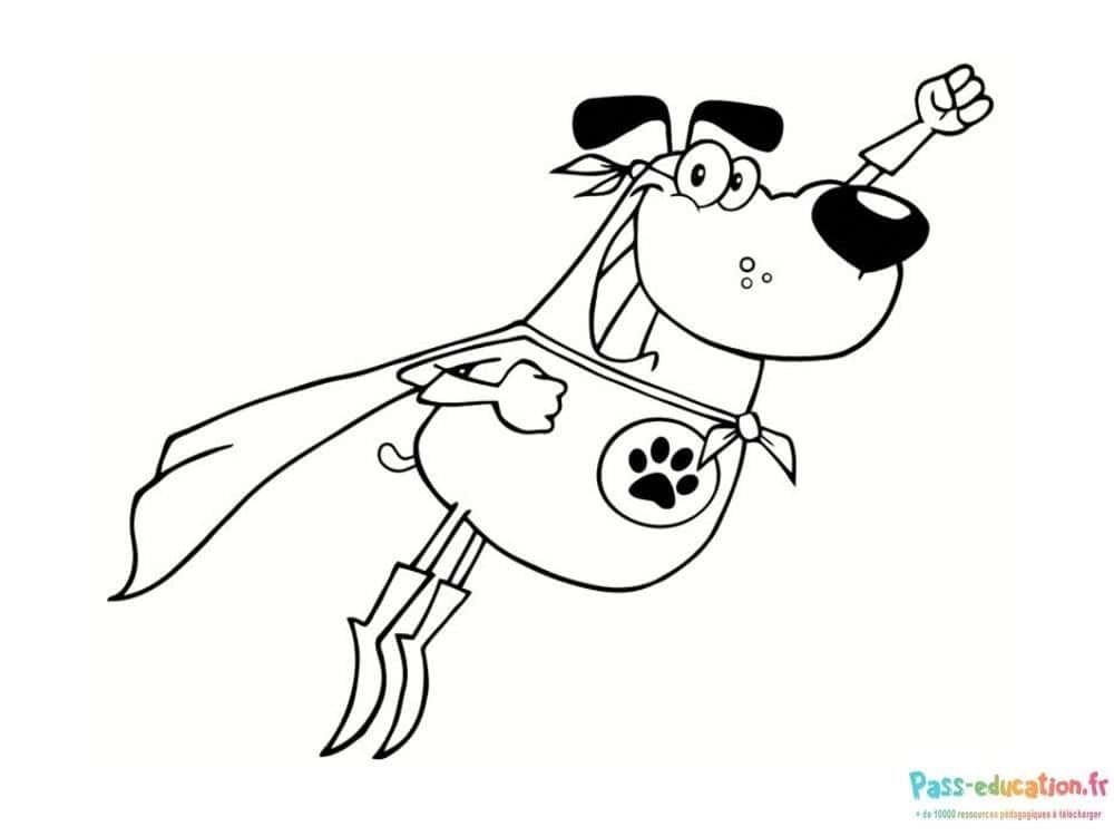Coloriage Super chien volant à imprimer et colorier