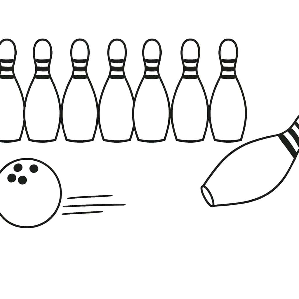 Coloriage Quilles et boule de bowling à imprimer et colorier