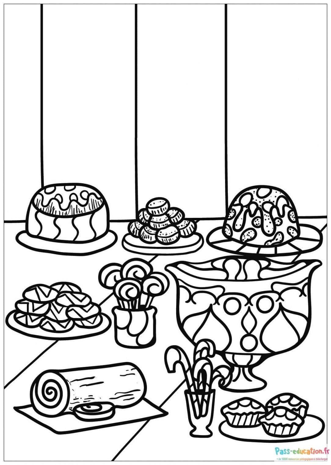 Coloriage Dessert festif à imprimer et colorier