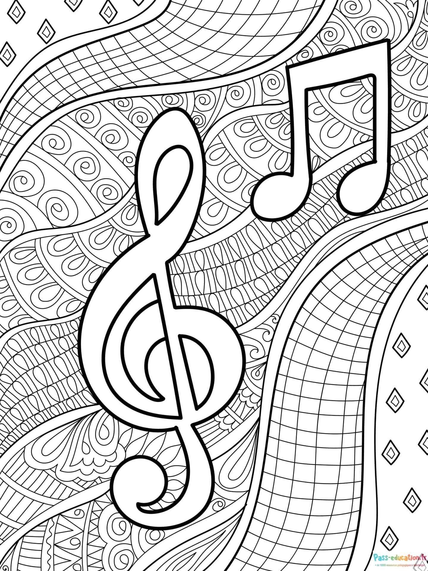 Coloriage Musique en arabesques à imprimer et colorier