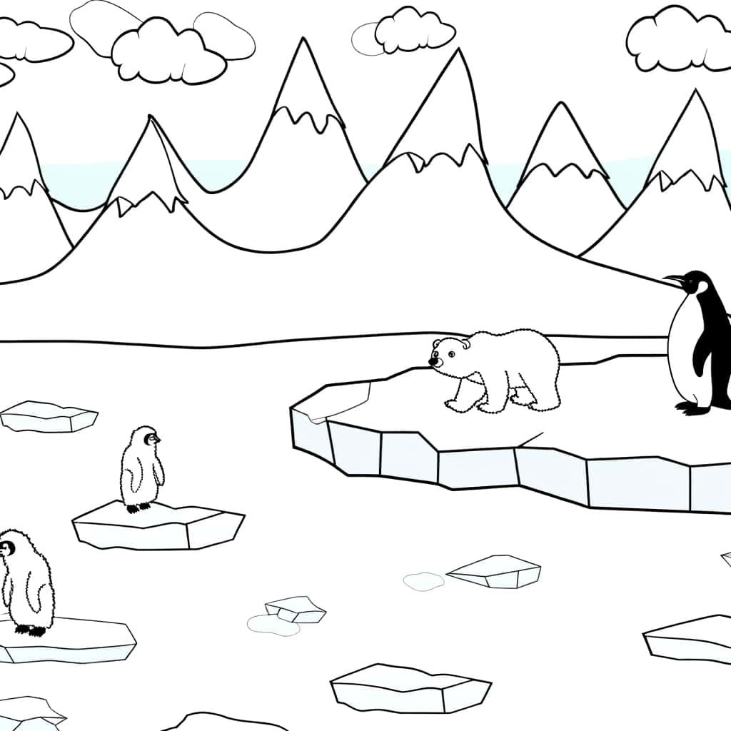 Coloriage Banquise arctique à imprimer et colorier