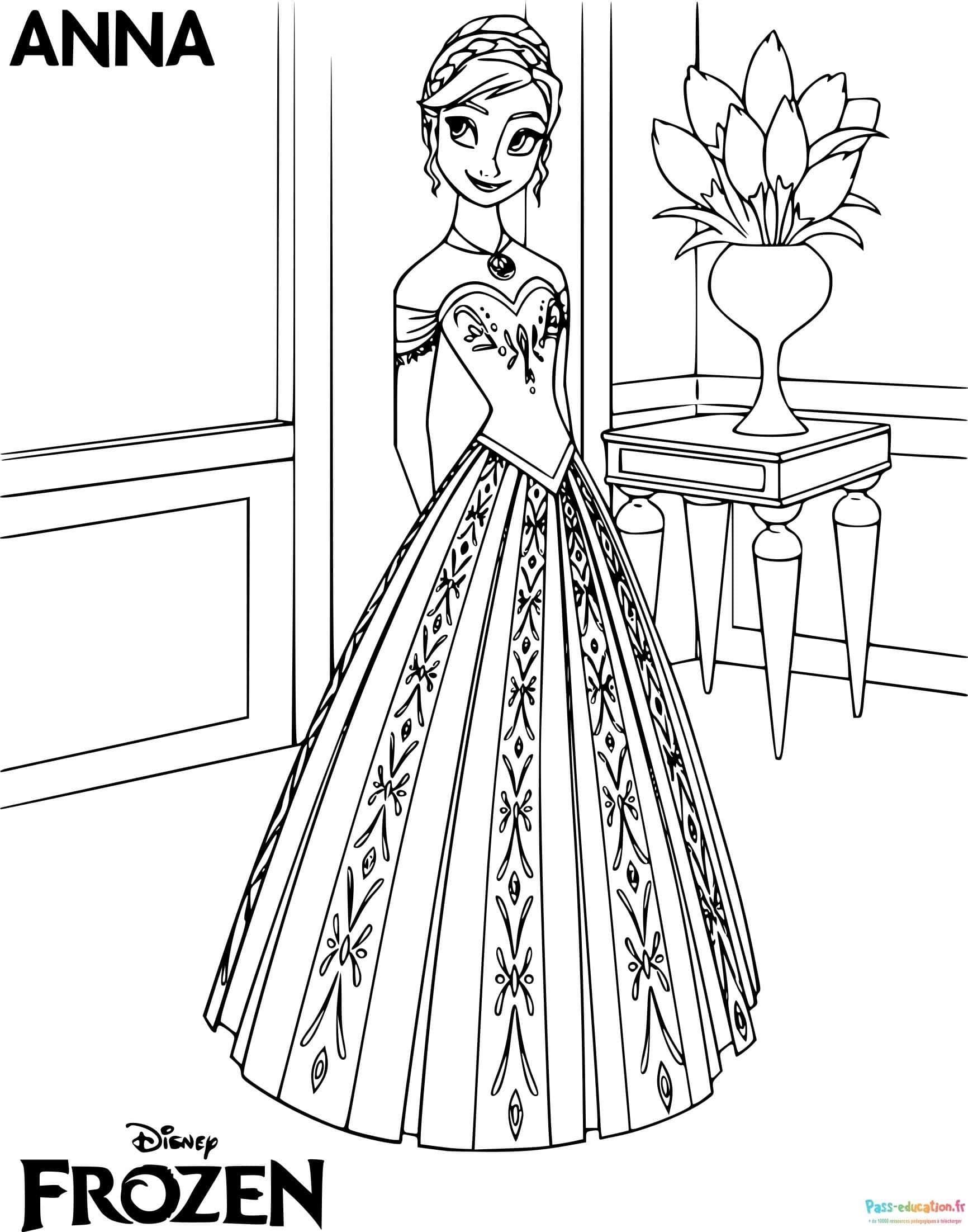 Coloriage Anna Frozen à imprimer et colorier