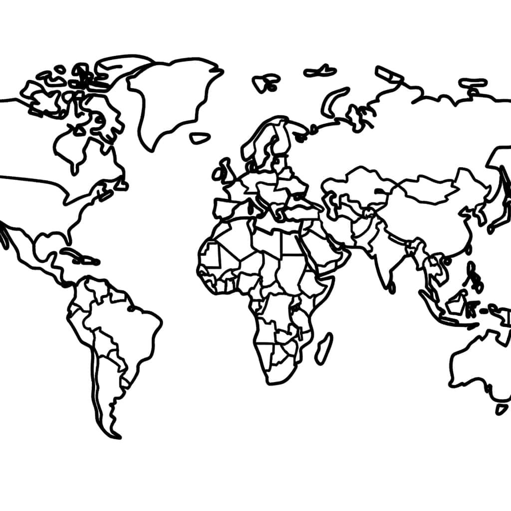 Coloriage Carte du monde à imprimer et colorier