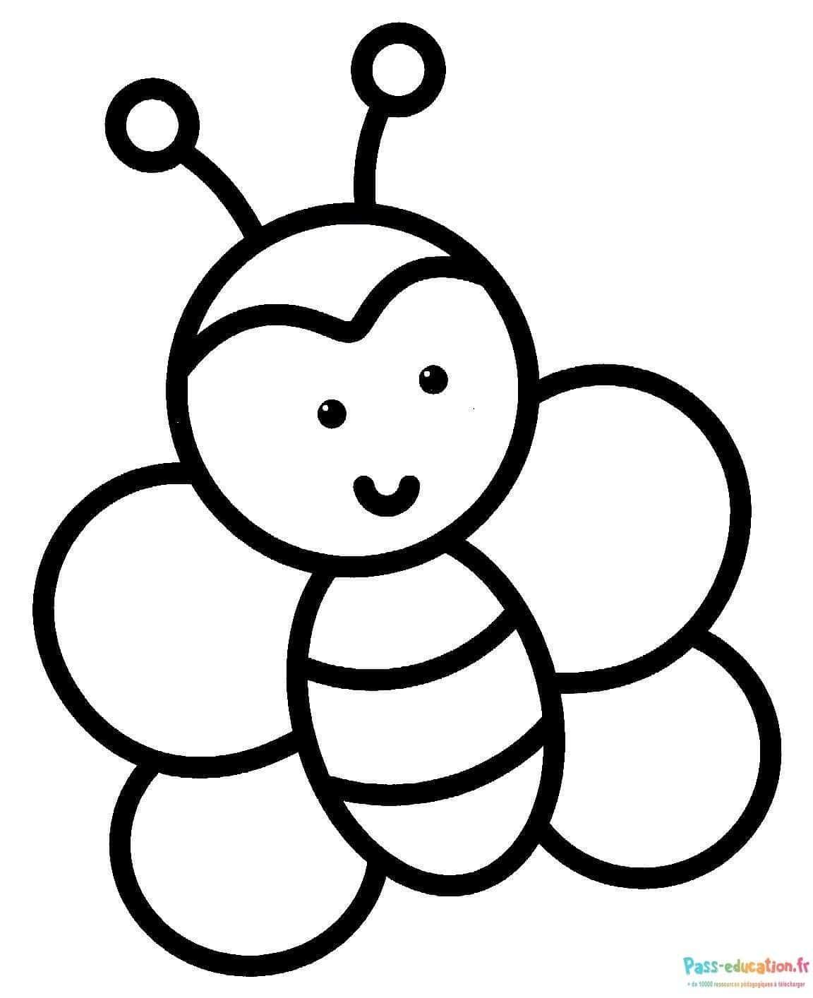 Coloriage Abeille souriante à imprimer et colorier
