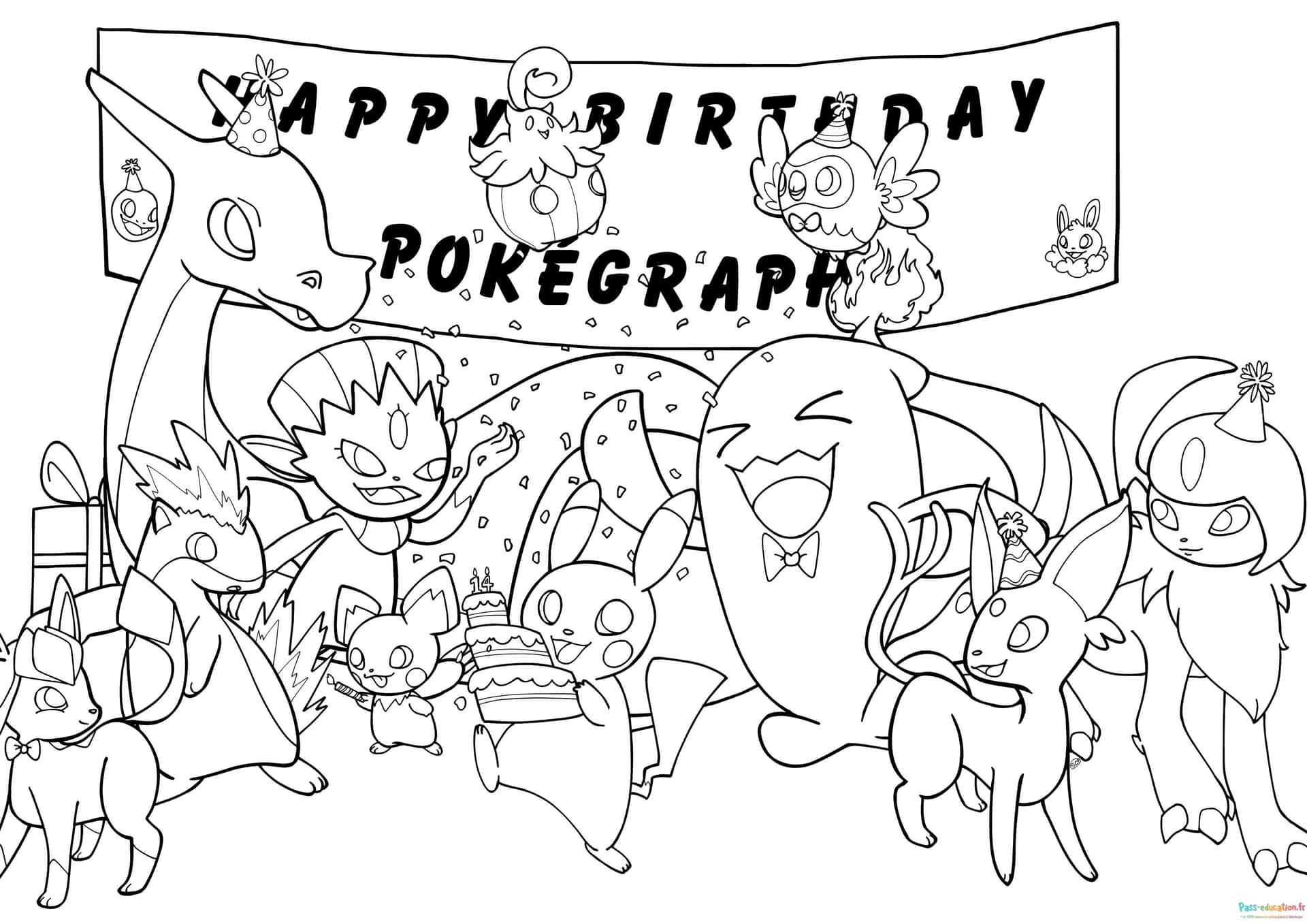 Coloriage Fête Pokémon à imprimer et colorier