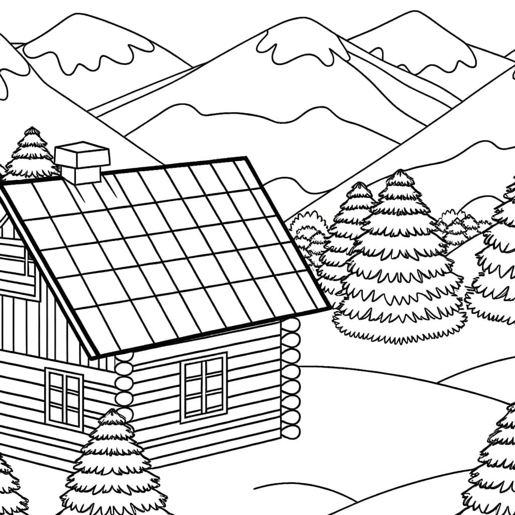 Coloriage Chalet de montagne à imprimer et colorier