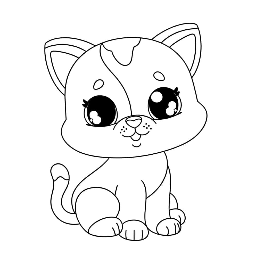Coloriage Chaton mignon à imprimer et colorier