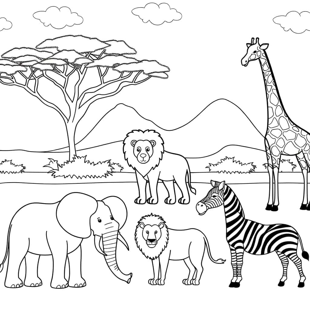 Coloriage Animaux africains à imprimer et colorier