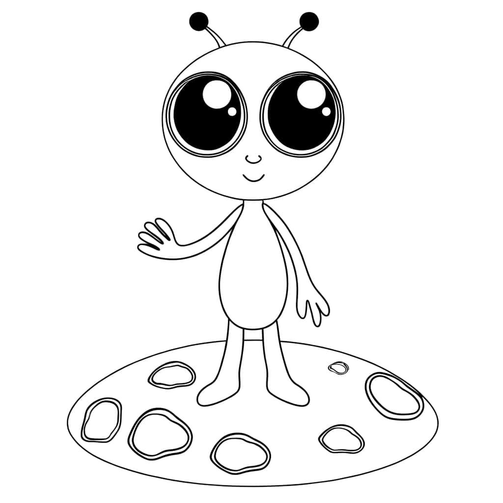Coloriage Alien sympathique à imprimer et colorier