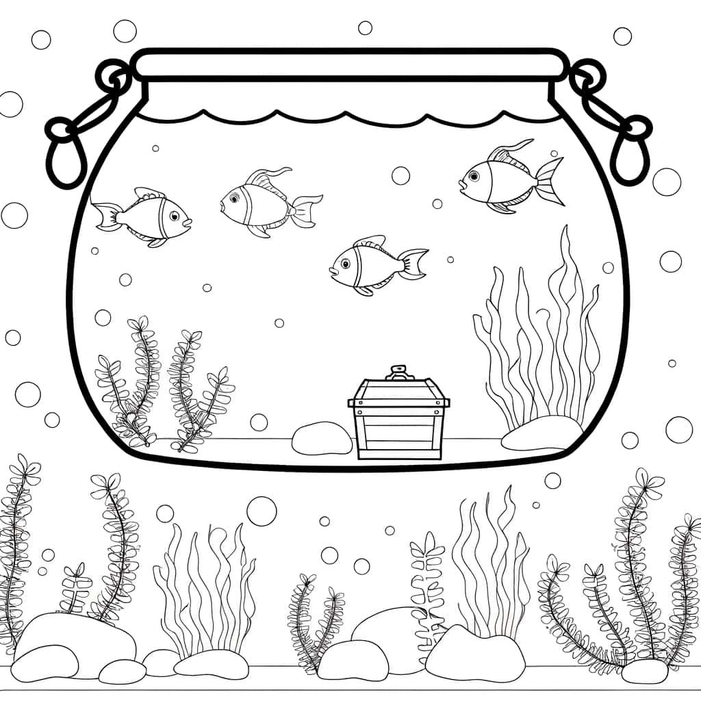Coloriage Aquarium fantaisie à imprimer et colorier