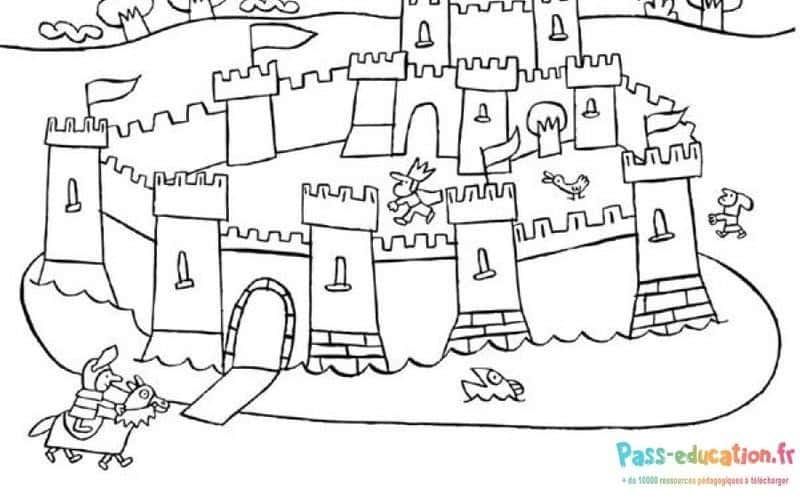 Coloriage Château fort à imprimer et colorier